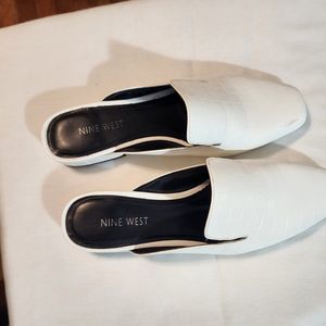 White Patent Leather Flat Mule Slide Women's Size 9